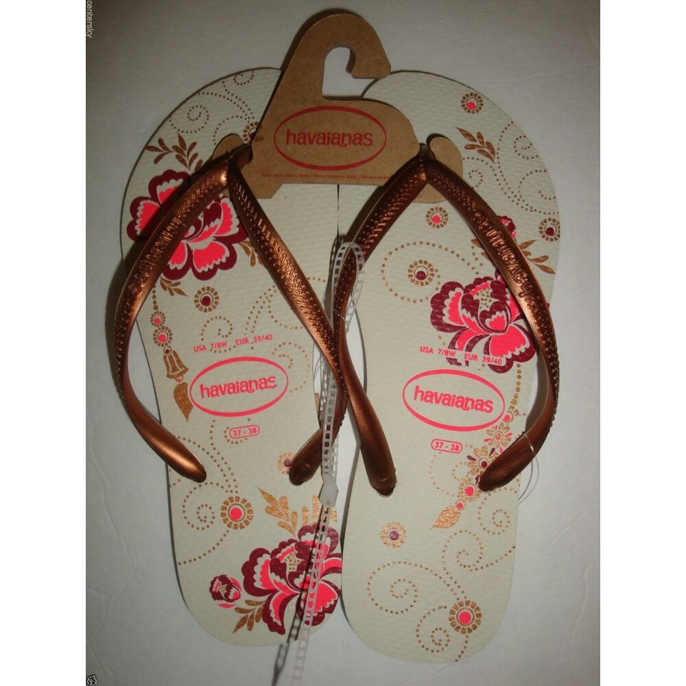 New Havaianas Women's Flip Flops Sandals Multi-Color Floral Print Size 11/12